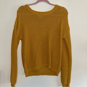 Aeropostale Yellow Textured Crew Neck Sweater